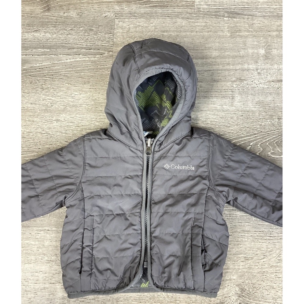 COLUMBIA Double Trouble Reversible Gray Green Coat Jacket Size 3-6 months Baby
